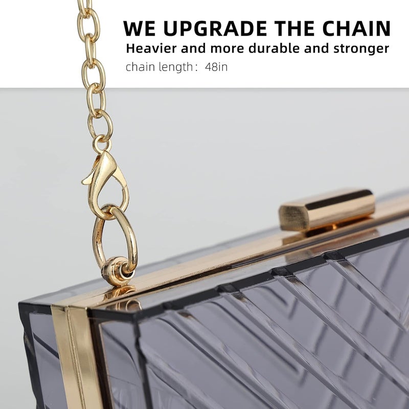 WJCD Clear Purses For Women Acrylic Clear Clutch Bag Stadium Approved - Image 3